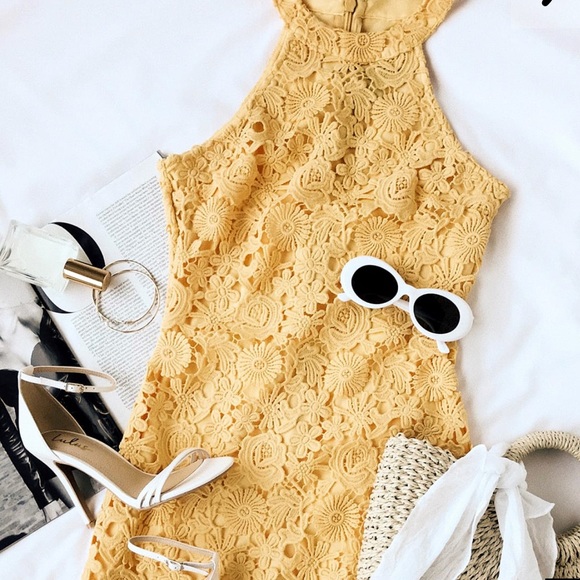 Lulus Dresses & Skirts - Lulu’s Yellow Lace Dress